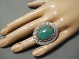 Huge Wave Master Native American Green Turquoise Sterling Silver Ring-Nativo Arts