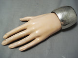 Gigantic Vintage Navajo Sterling Silver Hammered Bracelet Native American-Nativo Arts