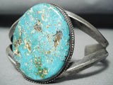 Earth Blue Turquoise Vintage Native American Navajo Sterling Silver Bracelet-Nativo Arts