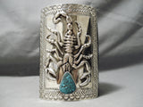 Dramatic Navajo Turquoise Sterling Silver Bowguard Native American-Nativo Arts