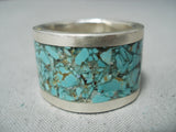Unique Vintage Native American Navajo Turquoise Chip Inlay Sterling Silver Ring-Nativo Arts