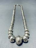 Longer Sturdy Vintage Native American Navajo Hand Tooled Sterling Silver Necklace-Nativo Arts