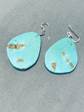 Native American Elaborate Santo Domingo Turquoise Large Slab Sterling Silver Earrings-Nativo Arts