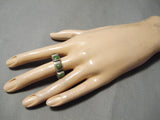 Native American Thick And Heavy Vintage Navajo Green Turquoise Sterling Silver Ring Old-Nativo Arts