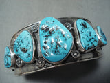 Dramatic Chee Vintage Native American Navajo Sleeping Beauty Turquoise Sterling Silver Bracelet-Nativo Arts