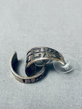 Early Authentic Vintage Native American Hopi Sterling Silver Geomtric Earrings-Nativo Arts