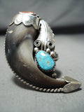 One Of The Most Unique Authentic Bear Native American Navajo Turquoise Sterling Silver Ring-Nativo Arts