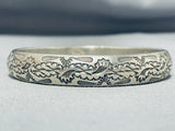 One Of A Kind Native American Navajo Sterling Silver Bangle Bracelet-Nativo Arts