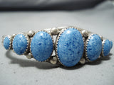 Breathtaking Vintage Native American Navajo Denim Lapis Sterling Silver Bracelet Old-Nativo Arts