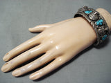 Signed Vintage Native American Navajo Turquoise Sterling Silver Native American Navajo Bracelet-Nativo Arts