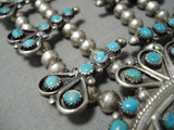 Museum Vintage Native American Navajo Turquoise Sterling Silver Squash Blossom Necklace Old-Nativo Arts