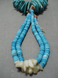 Exceptional Vintage Navajo Green Turquoise Slab Native American Necklace Old-Nativo Arts