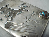 Authentic Preson Monongye Vintage Native American Hopi Bisbee Turquoise Sterling Silver Buckle-Nativo Arts