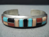 Eye-catching Vintage Native American Zuni Turquoise Sterling Silver Bracelet Old-Nativo Arts