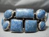 Chunky Huge Vintage Navajo Lapis Sterling Silver Native American Bracelet-Nativo Arts