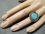 Striking Vintage Native American Navajo Turquoise Sterling Silver Ring Old-Nativo Arts