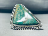 Contouring Native American Navajo Green Turquoise 30 Gram Sterling Silver Ring-Nativo Arts
