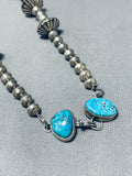 Orville Tsinnie Hogan Bead Vintage Native American Navajo Turquoise Sterling Silver Necklace-Nativo Arts