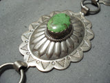 Very Rare Vintage Native American Navajo Sterling Ilver Gaspeite Concho Belt Old-Nativo Arts