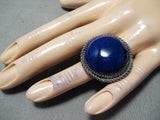Astounding Vintage Navajo Lapis Sterling Silver Ring Native American-Nativo Arts