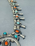 Paul Haley Vintage Native American Navajo Turquoise Sterling Silver Squash Blossom Necklace-Nativo Arts