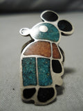 One Of The Oldest Vintage Native American Navajo Mickey Mouse Turquoise Sterling Silver Ring Old-Nativo Arts
