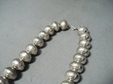Astonishing Navajo Native American Sterling Silver Huge Pillow Beads Necklace-Nativo Arts