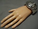 Important Leonard Nez Vintage Native American Navajo Turquoise Sterling Silver Bracelet Old-Nativo Arts