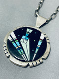 Shooting Native Star Native American Navajo Turquoise Sterling Silver Necklace-Nativo Arts