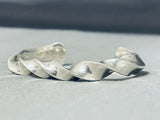 Heavy Thick Hand Heat Twisted Vintage Native American Navajo Sterling Silver Bracelet-Nativo Arts