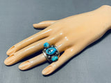 Spectacular Vintage Native American Navajo Morenci Turquoise Sterling Silver Ring-Nativo Arts