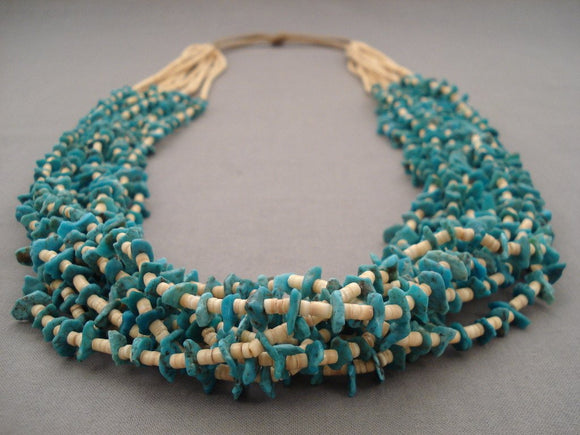 Absolutely Amazing Navajo Native American Jewelry jewelry 156 Grams Natural Blue Turquoise Heishi Necklace-Nativo Arts