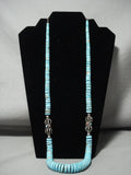 Absolutely Amazing Vintage Navajo 'Graduating #8 Turquoise' Native American Jewelry Silver Tube Necklace-Nativo Arts