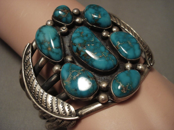 Absolutely Crazy Vintage Navajo Blue Carico Lake Turquoise Native American Jewelry Silver Bracelet-Nativo Arts