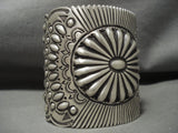 Absolutely Enormous Vintage Navajo ''repoussed Concho'' Native American Jewelry Silver Bracelet-Nativo Arts