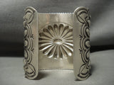 Absolutely Enormous Vintage Navajo ''repoussed Concho'' Native American Jewelry Silver Bracelet-Nativo Arts