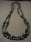 Absolutely Fabulous 'Long Wrap Around' Sterling Native American Jewelry Silver Lapis Necklace-Nativo Arts