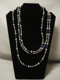 Absolutely Fabulous 'Long Wrap Around' Sterling Native American Jewelry Silver Lapis Necklace-Nativo Arts