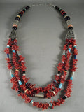 Absolutely Fabulous Modernistic Navajo Native American Jewelry Silver Coral Necklace-Nativo Arts