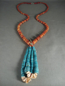 Absolutely Fabulous Vintage Navajo Native American Jewelry jewelry Coral Turquoise Necklace-Nativo Arts