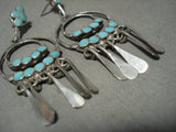 Absolutely Fabulous Vintage Zuni 'Turquoise Snake Eyes' Native American Jewelry Silver Earrings-Nativo Arts