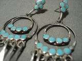 Absolutely Fabulous Vintage Zuni 'Turquoise Snake Eyes' Native American Jewelry Silver Earrings-Nativo Arts