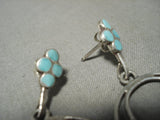 Absolutely Fabulous Vintage Zuni 'Turquoise Snake Eyes' Native American Jewelry Silver Earrings-Nativo Arts