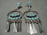 Absolutely Fabulous Vintage Zuni 'Turquoise Snake Eyes' Native American Jewelry Silver Earrings-Nativo Arts