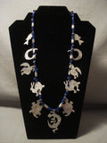Absolutely Incredible Advanced Native American Jewelry Silver Work Vintage Navajo Lapis Necklace-Nativo Arts