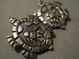 Absolutely Incredible Navajo Native American Jewelry Silver Turtle Earrings-Nativo Arts