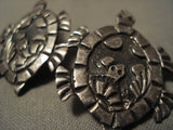 Absolutely Incredible Navajo Native American Jewelry Silver Turtle Earrings-Nativo Arts