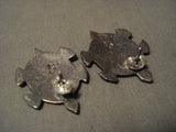 Absolutely Incredible Navajo Native American Jewelry Silver Turtle Earrings-Nativo Arts