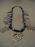 Absolutely Incredible Vintage Navajo 'Animal Kingdom' Lapis Native American Jewelry Silver Necklace-Nativo Arts
