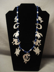 Absolutely Incredible Vintage Navajo 'Animal Kingdom' Lapis Native American Jewelry Silver Necklace-Nativo Arts